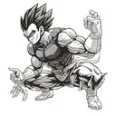 Vegeta performing a power pose while lifting an earth weight tattoo design idea