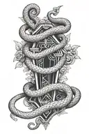 coffin and snake tattoo design idea