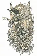 flight and dance movements tattoo design idea