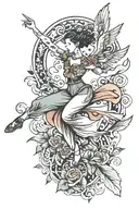 flight and dance movements tattoo design idea