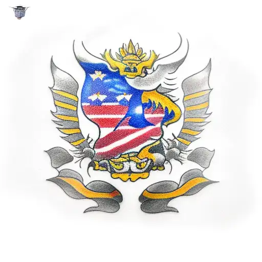 flags of Thailand and Cambodia and Vietnam  tattoo design idea