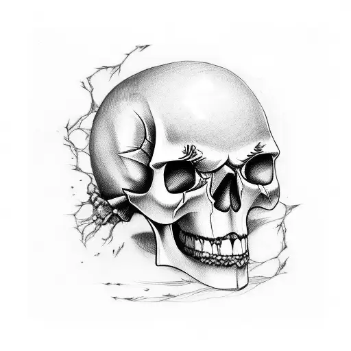 anime skull with memento more leg sleev tattoo design idea