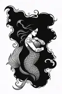 fat mermaid tattoo design idea
