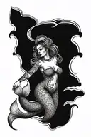 fat mermaid tattoo design idea