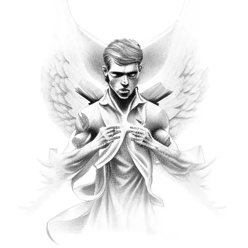 men angel tattoo design idea