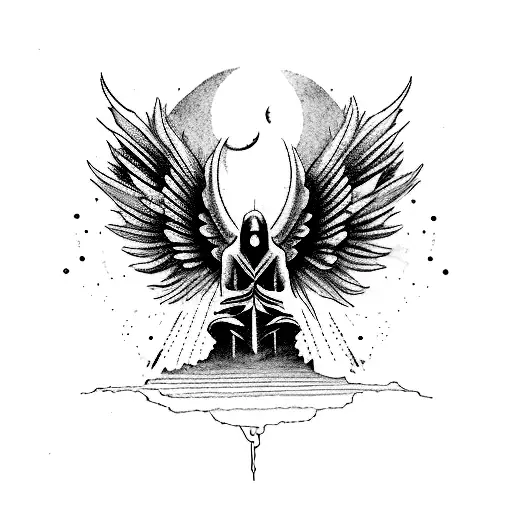 angel abyss man rescue tattoo design idea