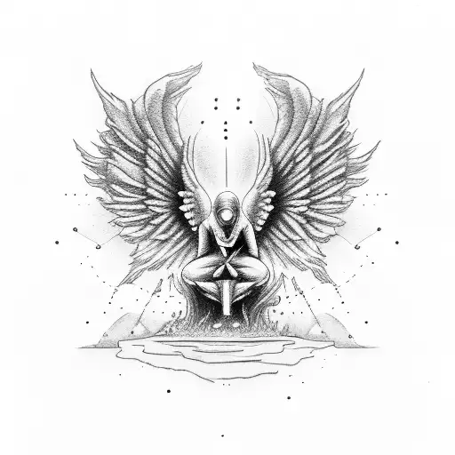 angel abyss man rescue tattoo design idea