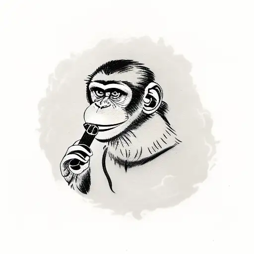 monkey smoking cigar tattoo design idea