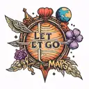 the word Let's go to Mars with two hearts, one blue and one purple tattoo design idea