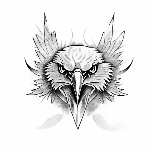 Blackwork Harpy Eagle At Night With Moonlight Tattoo Idea - BlackInk AI