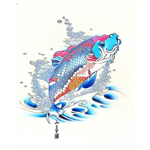 Cherry Blossom; Koi Fish; Turbulent Water tattoo design idea