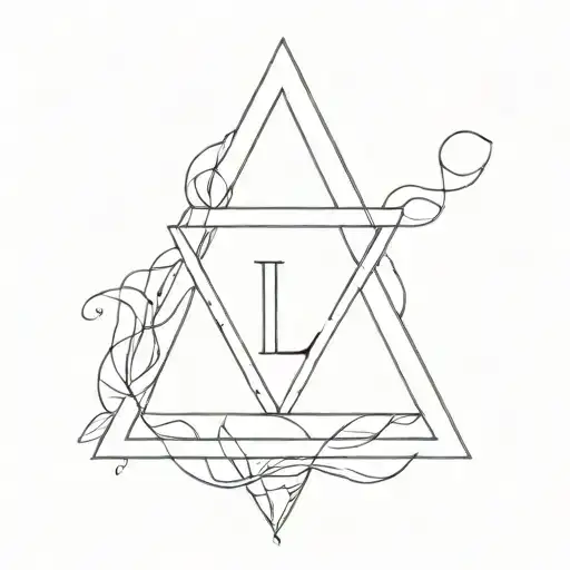  Letter L and E combined inside a triangle tattoo design idea
