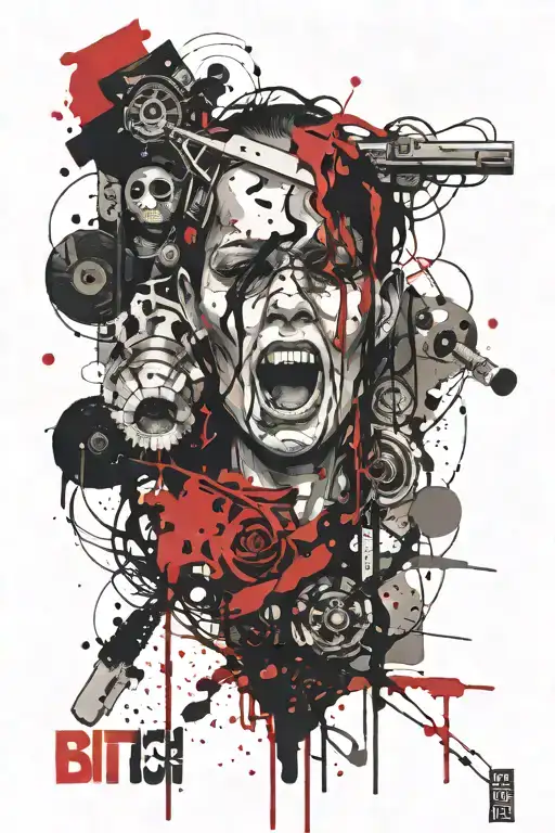  "Don't test me or the bitch will come out" tattoo design idea