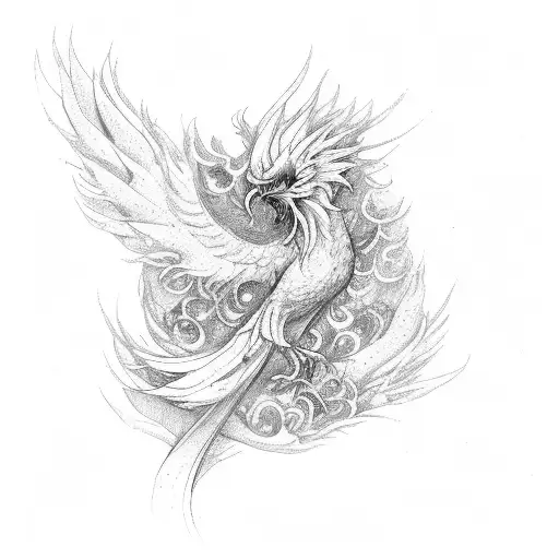 Phoenix fire asian tattoo design idea