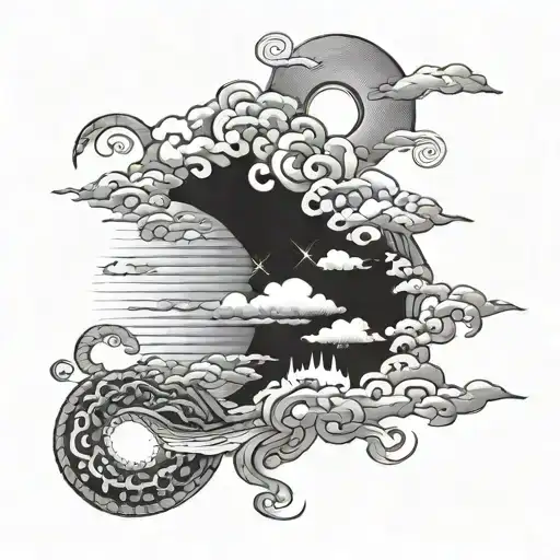 bending sky tattoo design idea