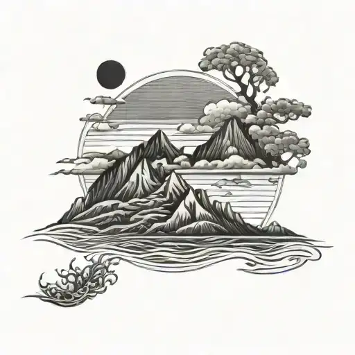 bending horizon tattoo design idea