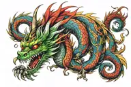Colourful dragon tattoo design idea
