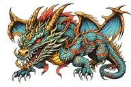 Colourful dragon tattoo design idea