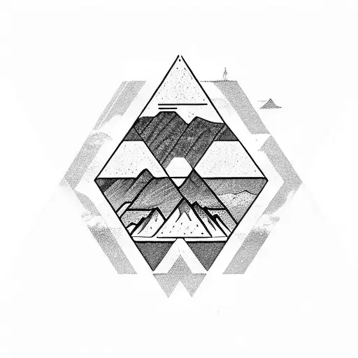 mountain and snowboard tattoo design idea