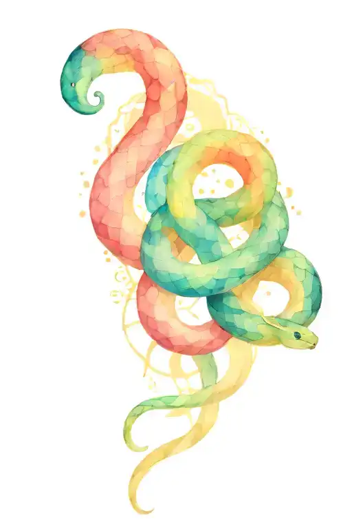 snake slithering, water colour, moon tattoo design idea