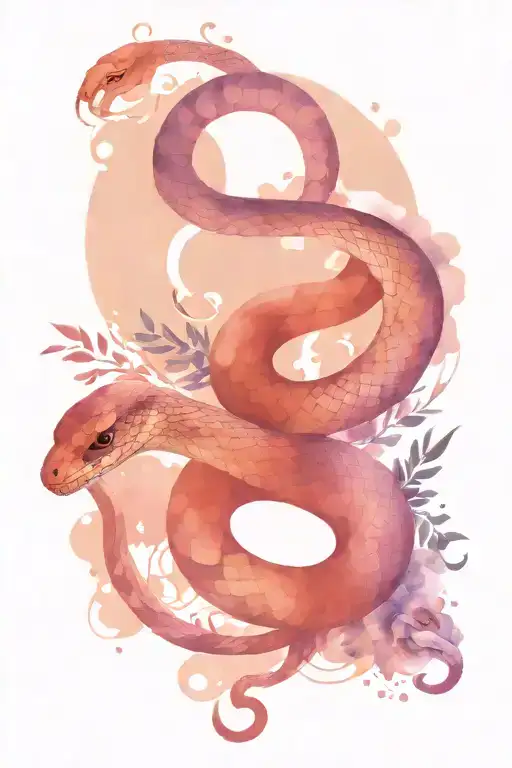 snake slithering, moon, purple tattoo design idea