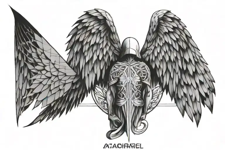 SYMMETRICAL ARCHANGEL AZRAEL BACK TATTOO MEN tattoo design idea