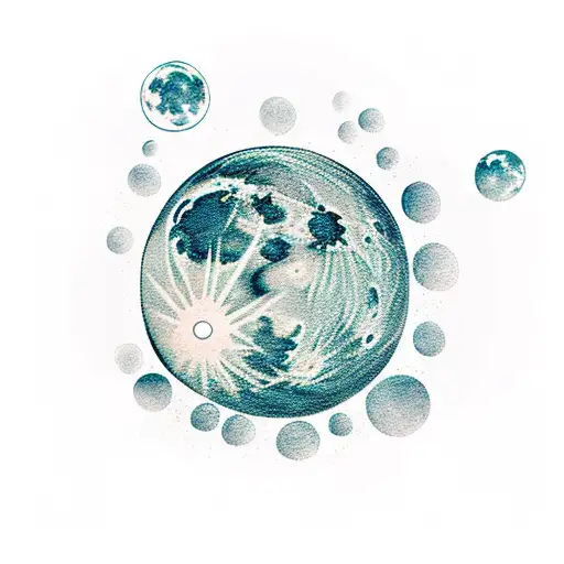 full moon reflected on a lake tattoo design idea