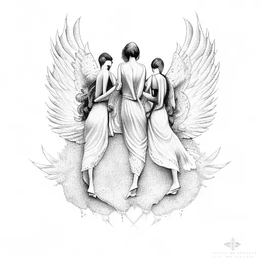 3 angels tattoo design idea