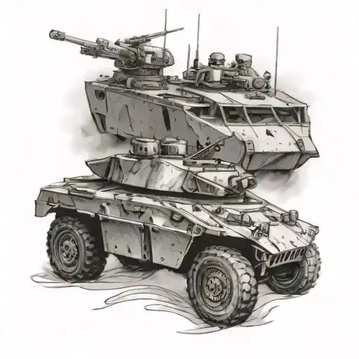 Bradley fighting vehicle driving tattoo design idea