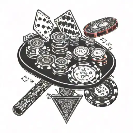 Poker Table chips all over the place tattoo design idea