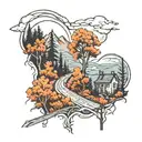 road, blue ridge mountains,  home, trauma  tattoo design idea