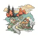 road, blue ridge mountains,  home, trauma  tattoo design idea