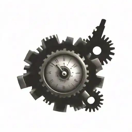 Futuristic Clock gears forming tattoo design idea