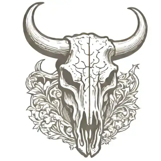 bull skull facing forward tattoo design idea