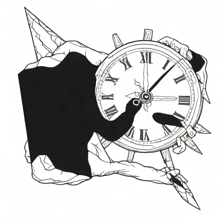 clock hands shaped like knives  tattoo design idea