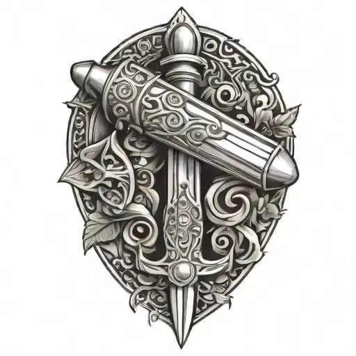 Cannon and Dagger tattoo design idea