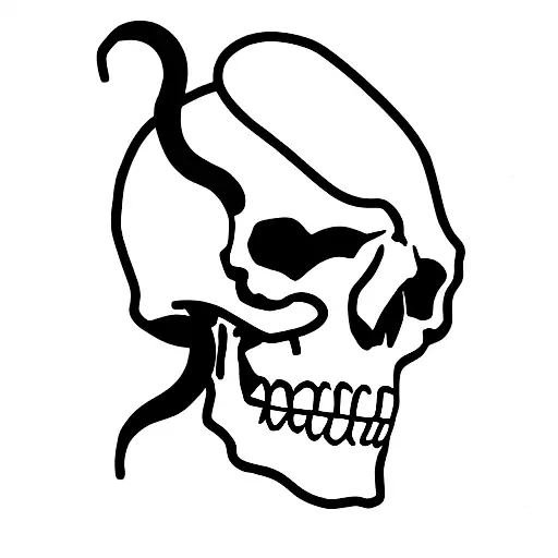 skull with knife and snake tattoo design idea