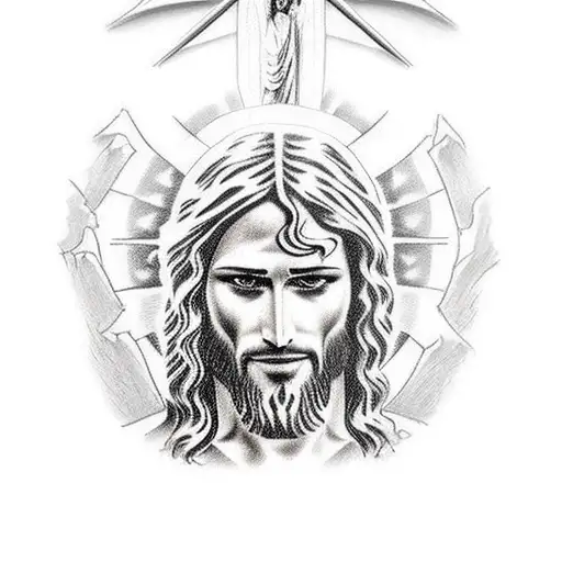 Jesus face tattoo design idea