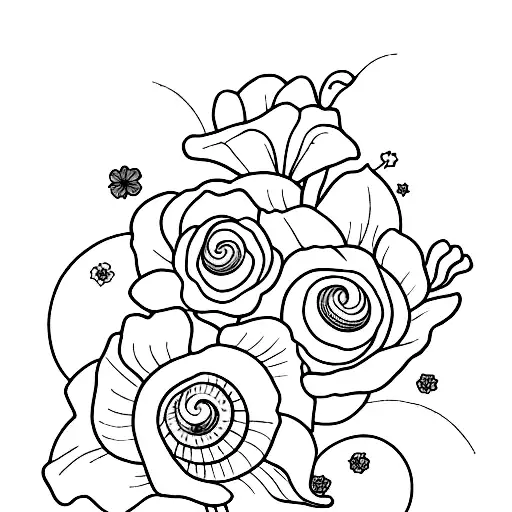 morning glory and cosmos  tattoo design idea