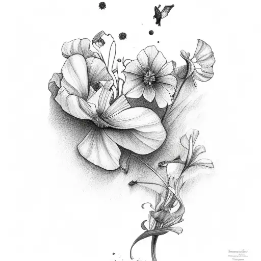 morning glory and cosmos  tattoo design idea
