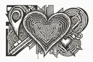 grunge y2k chrome heart without cross linear patterns tattoo design idea