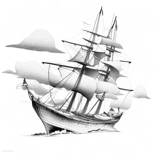 sailing ship drawing tattoo