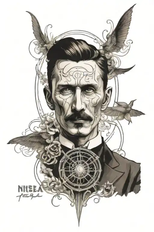 Nikola Tesla power circle tattoo design idea
