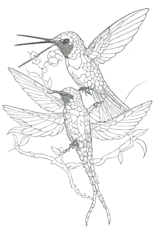 hummingbird flying ladybug sitting dragonfly flying tattoo design idea