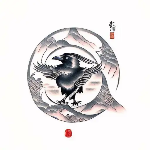 gladiator with crow and dragon tattoo design idea