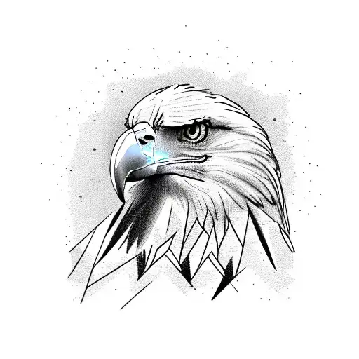 Combine an eagle and the Dow Jones US 30 index graph in a dynamic and abstract design tattoo design idea