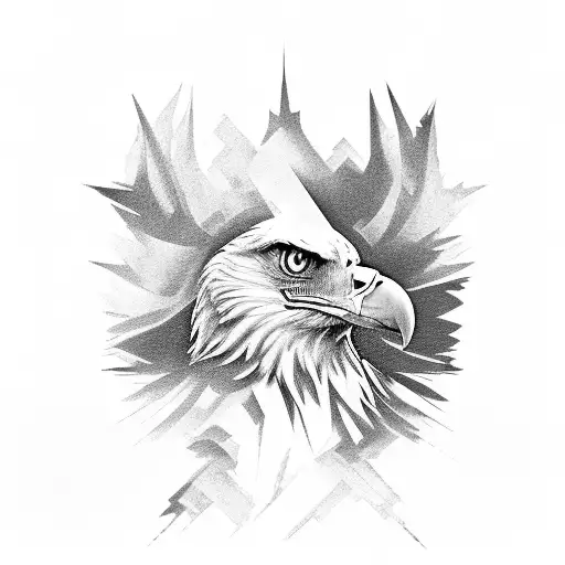 Abstract representation of day trading charts forming an eagle silhouette tattoo design idea