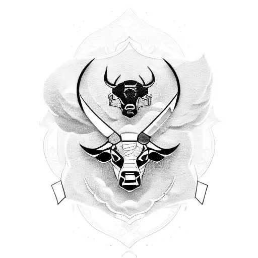 Combination of a bull and eagle symbolizing strength and success in day trading tattoo design idea