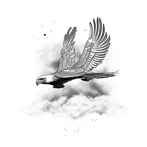 Financial chart graph morphing into a soaring eagle tattoo design idea