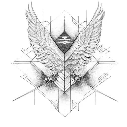 Abstract representation of stock market graphs intertwined with eagle wings tattoo design idea